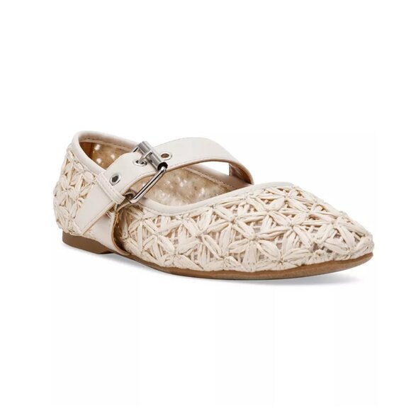 DV by Dolce Vita Shoes - DV Dolce Vita Mellie Ivory Raffia Mary Jane Flats with Buckle – Size 10